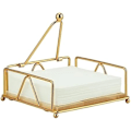 Miniatyrbillede 1 af 4: Guld Serviet Holder til Bord, Metal Flad Serviet Holder Træbase og Vægtarm, Elegant Papir Serviet Dispenser til Køkken