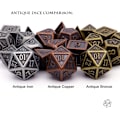 Miniatyrbild 4 av 5: Antika Kopparmetall DND Tärningssats 7 Tärningar Polyedriska D&D Tärningar för TTRPG Dungeons and Dragons Present