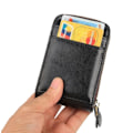 Miniatyrbillede 2 af 5: RFID-kortholder i ægte læder - Sort