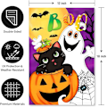 Pikkukuva 2 / 5: 1 kpl Halloween Boo Puutarhalippu Pysty Kaksoispuolinen Haamu Koti Koriste, Kurpitsa Kurpitsa Värikäs Söpö Loma