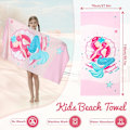 Miniatyrbillede 2 af 5: Pink Mermaid - 70 x 150 cm - Børne Strandhåndklæde, Badehåndklæder til