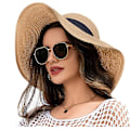 Miniatyrbillede 2 af 3: 1 stk. Dame Strandhat, Dame Bredskygget Solhat af Halm, Dame Solhat UPF 50+ UV-beskyttelse Khaki