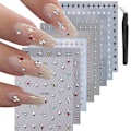 Miniatyrbild 1 av 5: 8 Ark Stjärna Nagelkonst Dekaler 3D Glitter Blanka Nageldekaler Självhäftande Nagelkonst Tillbehör Guld Silver Vit Svart