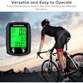 Miniatyrbillede 2 af 5: Cykelcomputer og cykelkilometertæller med ledning MPH KM/H Cykel speedometer med automatisk opvågning Cykelhastighedsmåler LCD-display & enkelt kilometertal & Multi-F