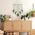 Pikkukuva 5 / 5: Makrameeseinävaate Boho Käsintehty Kudotut Lehdet Bohemian Chic Kotiseinän Koristelu Moderni Geometria Lehti Taide Tapestry Koriste