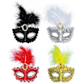 Miniatyrbilde 1 av 5: 4 stk kvinners maske for maskerade, Mardi Gras halvmaske, fjærmaske for nyttår F