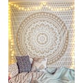 Miniatyrbillede 1 af 4: Gylden Mandala Vægtæppe Vægophæng Boheme Ombre Hippie Soveværelse Stue Boheme Indretning Dobbelt Bomuldstæppe 150*200cm