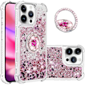 Miniatyrbild 1 av 5: Fodral för iPhone 16 Pro MAX med Diamant Ringstativ, Glittrande Flytande Quicksand Stötskydd Droppsäker Lyx