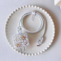 Miniatyrbild 2 av 4: Sött Kabelskydd för iPhone Laddare, Glitter Vit Mönster med Fjärilsdesign Datakabel USB Sladdskydd Laddarskydd, Laddningssladd Pro