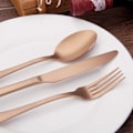 Miniatyrbillede 4 af 5: 5-delt sølvtøjssæt, satinfinish rustfrit stål bestiksæt, sæt