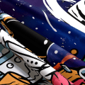 Miniatyrbilde 3 av 4: Rom Astronaut Alien Tapestry for Menn Gutter Soverom, Kule Trippy