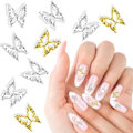 Miniatyrbilde 1 av 5: 100 stk sommerfugl negl charms 3D negl charms sommerfugler form negl perler sommerfugl dekorasjon Silver+Glod