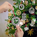 Miniatyrbilde 3 av 5: 1 stk Solid Pewter Juletrær Ornament Håndlaget Metall DIY Henge Håndverk Samleobjekter for Juletrær Hjem Pa