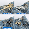 Miniatyrbilde 4 av 5: 3 Sett Erstatnings Spider Cobweb Jeansknapper For Løse Jeans, Gjenbrukbare Spider Web Bukser Midje Strammer Knappnåler Edderkoppdyr Ingen Sy Metallknapper For