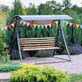 Miniatyrbillede 5 af 5: 12 stk. * 5 guirlander, 60 stk. flerfarvede hessetrekantede flag, udendørs