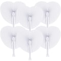 Miniatyrbilde 1 av 5: 20 stk Hjerteformede Papirvifter til Bryllup Lommefoldbare Papirvifter med Plastgrep Hvite Blanke Vifter for Gjest Cele