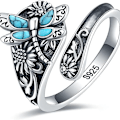 Miniatyrbillede 1 af 3: Lotus Ondt Øje/Kærlighedshjerte/Sommerfugl/Rose Ske Justerbare Åbne Ringe 925 Sterling Sølv Statement Ring Smykker Gaver til Kvinder