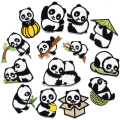 Miniatyrbild 1 av 5: 14 st söta panda broderade lappar sy på strykjärn på lappar för barn