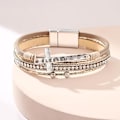 Miniatyrbillede 5 af 5: 1 stk Leopard Armbånd til Kvinder, Boho Læder Wrap Multi-Layer Perle Krystal Armbånd Bangles Smykker