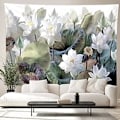 Miniatyrbillede 5 af 5: Lotusblomst Tapet, Abstrakt Vandfarve Blomster Tapet, Stue Soveværelse Væghængning til Hjemmedekoration 150x100