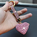 Miniatyrbillede 3 af 4: (130×40×10) Nøgleringe Hjerteformet Glitter Krystal Nøgleringe Lædertaske Bling Krystal Nøglering Charm Til Kvinder