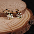 Miniatyrbillede 3 af 5: Hjerteblomst Dangle Drop Guld Små Huggie Hoop Øreringe til Kvinder, Sød Trendy Hypoallergenisk Prom Mode Smykker Gave