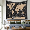 Pikkukuva 2 / 5: Seinätekstiili makuuhuoneeseen Maailmankartta Vintage Art Geographical Dist
