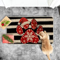 Miniatyrbillede 4 af 5: 40x60cm Paw Print Hat Juletræsdørmatte, Vinter Jule Hjem Decor Lav Profil Skift Tæppe Dør Matte Gulv Matte til Indendørs Ud