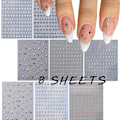Miniatyrbild 2 av 5: 8 Ark Stjärna Nagelkonst Dekaler 3D Glitter Blanka Nageldekaler Självhäftande Nagelkonst Tillbehör Guld Silver Vit Svart