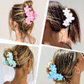 Miniatyrbild 6 av 6: (Set C) 4-pack Söta Plumeria Klor Hårklämmor för Kvinnor - Stora, Stark Hållning Strand Hårtillbehör