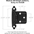 Miniatyrbillede 4 af 4: 4 Pak (2 Par) Matte Sorte Selvlukkende Skabslåger til Flush Mount Køkkenskabsdør, 1/2\" Overlay (Variabel) Fa