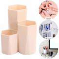 Miniatyrbillede 3 af 5: 1 stk. Makeupbørsteholder i plast, opbevaringsboks, 3 rum kosmetisk opbevaringsbørste til makeup, Plac Khaki