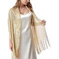 Miniatyrbilde 4 av 5: Kvinners Tassel Sjal for Kveld, Fest, Bryllup med Trykknapper Gold