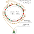 Miniatyrbilde 4 av 5: 37×2.5×1.5cm Julerhalskjede Søt Julenissen Jingle Bell Snø Juletre Flere Lag Choker Halskjede for Jul