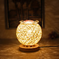 Miniatyrbillede 2 af 4: （Hvid rød）Hamp rattan kugle kreativ bordlampe Romantisk soveværelse