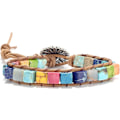 Miniatyrbillede 3 af 5: 1 stk Chakra Armbånd til Kvinder med Ægte Sten Læder Wrap Healing Bead Armbånd Kvinder Mænd Boho Venskabssmykker