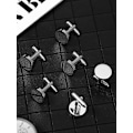 Miniatyrbilde 4 av 4: 5 Par Blank Mansjettknapper Sølv Mansjettknapp Runde Mansjettknapper Blank Innstilling Skuff for Menn Skjorter Gave