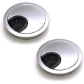 Miniatyrbillede 1 af 4: 60mm diameter sæt med 2 runde flush kabelarrangører børstet ståltrådsdesign til kontorbord - Sil