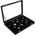 Miniatyrbillede 1 af 5: Sortfløjl Ring Display med låg - Ring Display med 100 Slots - Opbevaring af ringe, øreringe og manchetter