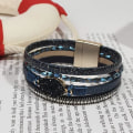 Miniatyrbilde 5 av 5: Lær armbånd Boho mansjettarmbånd Krystallperle armbånd