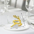Miniatyrbillede 2 af 4: 12 stk. Guldfarvede servietringe med elg, juleservietringsæt med hjorte, elegante servietholdere med rensdyr i legering, servietspænde i metal med løbende hjorte, borddekoration