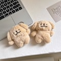Miniatyrbild 5 av 5: 1 st Plyschfodral för AirPods 4, Roligt Sött 3D Tecknad Plysch Kawaii Khakifärgad Valpdesign Mjukt Varmt Skydd för