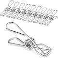 Miniatyrbilde 1 av 4: 10 Pakke Rustfrie Klesklyper i Rustfritt Stål for Klessnor, Sterkt Grep Klesklyper, Klesklemmer for Snackposer, Håndklær, Foto, Papir, Kjøkken,