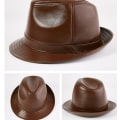 Miniatyrbillede 2 af 4: (Brun) Herre Kunstlæder Trilby Hat