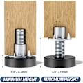 Miniatyrbillede 2 af 4: 12 stk. 1/4\"-20 UNC Justerbare Nivelleringsfødder, Ben Nivelleringsfødder Bordben Skrues på til Deak, Stole, Skammelben, Skab