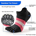 Miniatyrbilde 2 av 5: Løping Yoga Antislipp Toesocks For Kvinner Med Grep, Fem-Fingersokker For Løping, Pilates, Ballet, Trening 3 Par