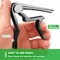 Miniatyrbillede 4 af 5: Guitar Capo, 6-strengs akustisk & elektrisk guitar capo, Capo til akustisk guitar (Sort)