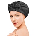 Miniatyrbilde 5 av 6: 1 stk ensfarget polyester oversized dusjhette, sløyfe dobbeltlags gjenbrukbar dusjhette, Black