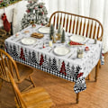 Miniatyrbilde 2 av 5: Juleduks 137*274cm, Juletre Buffalo Plaid Svart Vaskbar Duks for Fest Piknik Middag Dekorasjon