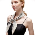 Miniatyrbild 2 av 5: Dam multimönstrad liten fyrkantig silkescarf elegant accessoar